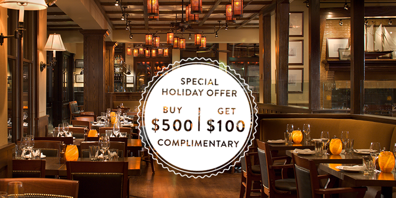 The Mooring Seafood Kitchen Bar For Every 500 Worth Of Gift Cards You Will Receive A 100 Complimentary Card May Be Ordered In Any Denomination